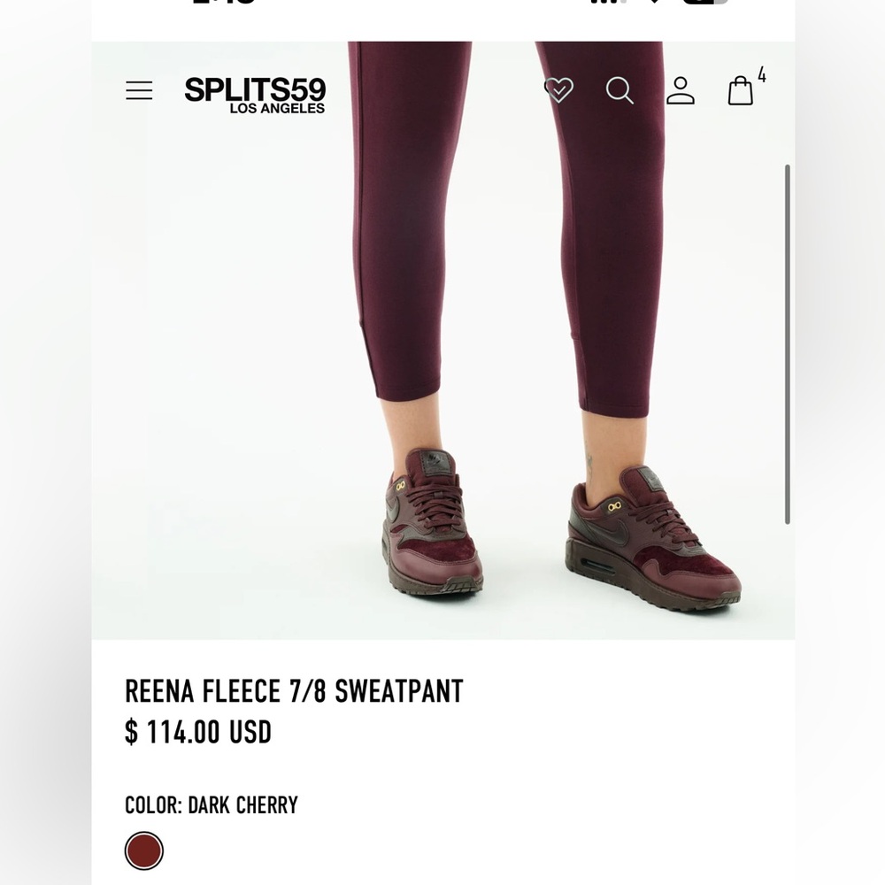 NWT Splits59 Dark Cherry Joggers XS - Picture 4 of 5